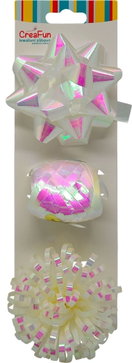 Set regalo bianco effetto arcobaleno lucido – nastro 10 m e 2 fiocchi