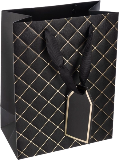 Busta regalo in carta quilt nera 18 × 10 × 23 cm