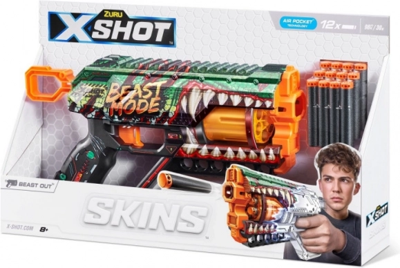 X-Shot Skins Griefer Beast Mode – pistola a dardi in schiuma, 12 dardi