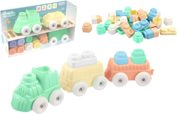 Set di costruzioni trenino con blocchi Play&Squish