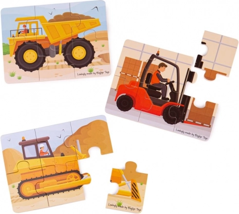 Puzzle 3-in-1 mezzi da costruzione di Bigjigs Toys