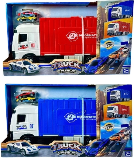 Camion per bambini con pista da corsa pieghevole e mini macchinine