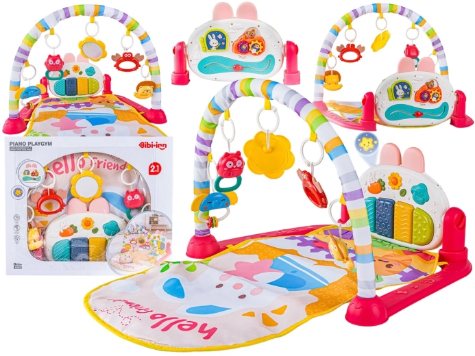 Tappetino gioco educativo per neonato 2in1 con pianoforte interattivo, sonagli e proiettore