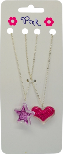 Collane con ciondoli cuore e stella, set da 2 pezzi