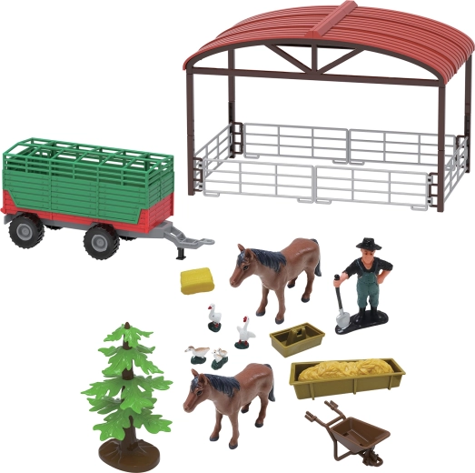 Set da gioco fattoria con trattore e rimorchio con luci e suoni, 16 pz