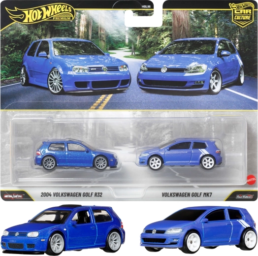 Hot Wheels Premium set da 2 auto Volkswagen Golf R32 (2004) e Golf MK7