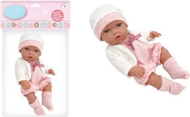 Bambola neonata con abbigliamento rosa e bianco