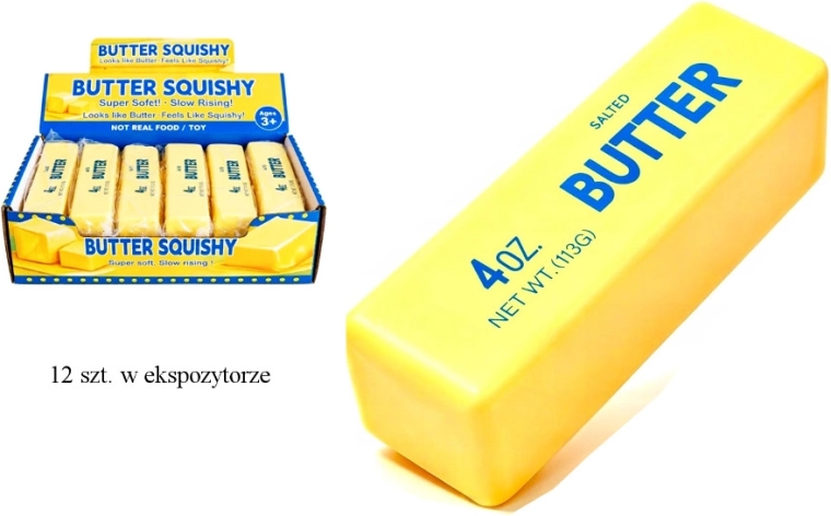 Gadget antistress da schiacciare a forma di burro giallo