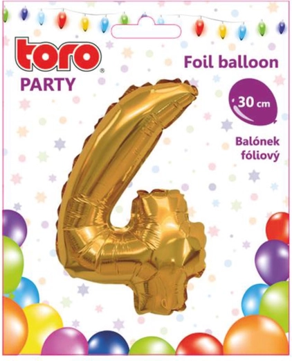 Palloncino in foil cifra 4 30 cm oro TORO