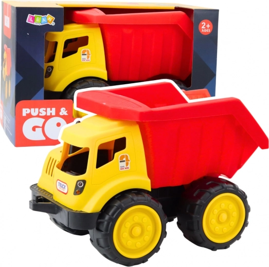 Grande camion ribaltabile per bambini per la sabbia - Veicolo da costruzione rosso-giallo