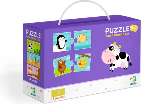 Puzzle DODO Cosa mangiano gli animali? 12×2 pezzi
