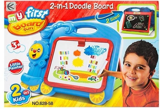 Lavagna educativa fronte/retro 2 in 1 per gesso e pennarelli blu - 1 pezzo
