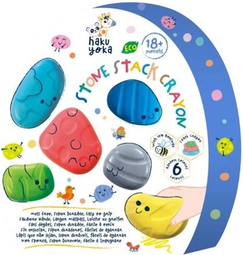 Pastelli a cera a forma di sasso per bambini, set da 6 pezzi