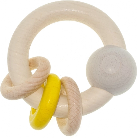 Hess sonaglio in legno con pallina e anelli gialli