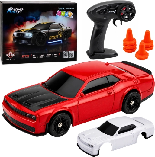 Auto sportiva RC da drift 4WD 1:43 con giroscopio ESP, rossa