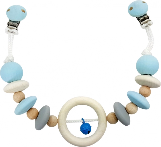 Hess pendente per passeggino in legno naturale con campanellino blu