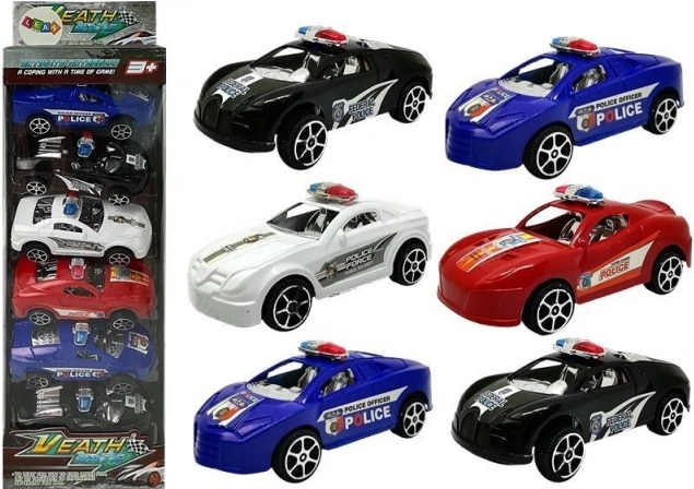 Set di macchinine della polizia a retrocarica 6 pz