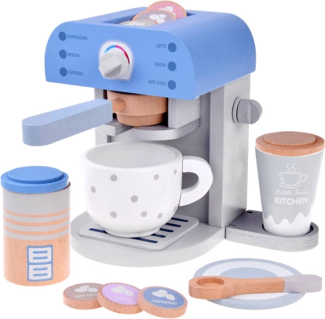 Macchina da caffè in legno per bambini con accessori