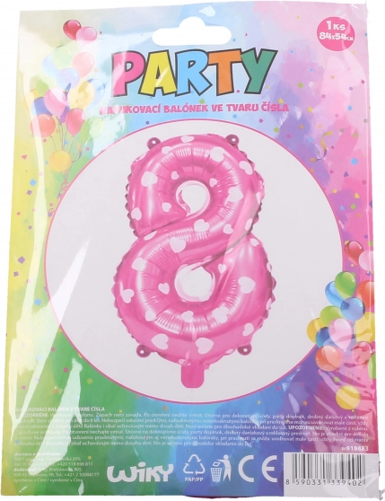 Palloncino gonfiabile numero 8 rosa con cuoricini