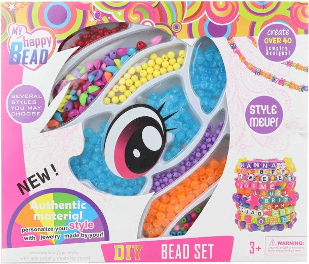 Set creativo di perline da infilare con motivo pony per realizzare braccialetti e collane