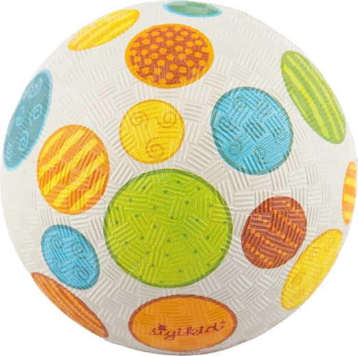 Palla per bambini Sigikid in gomma naturale grigia con pois 12 cm