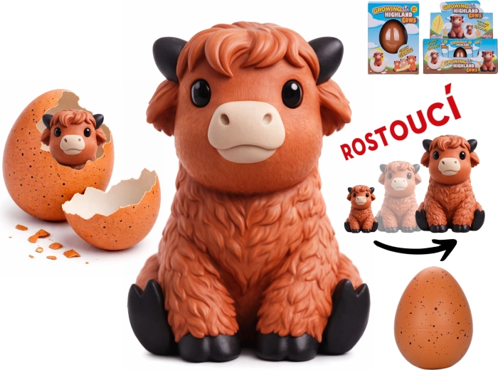 Figurina schiudente e crescente di mucca Highland scozzese