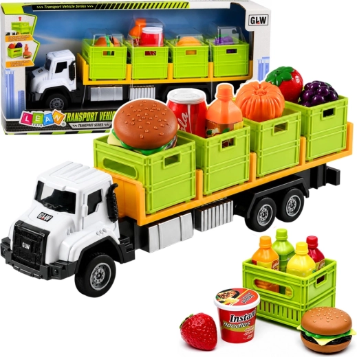Camion da trasporto con rimorchio e alimenti 1:55 verde