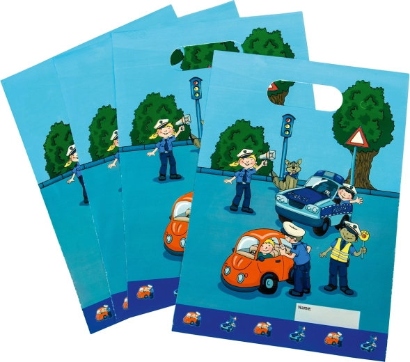 Sacchetti regalo a tema polizia con stampa fronte/retro 17 × 23 cm (8 pz)