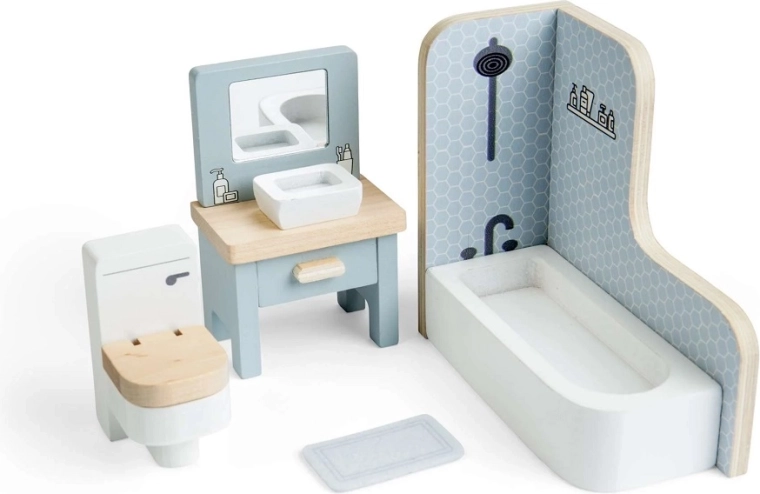 Bigjigs Toys bagno in legno per casa delle bambole