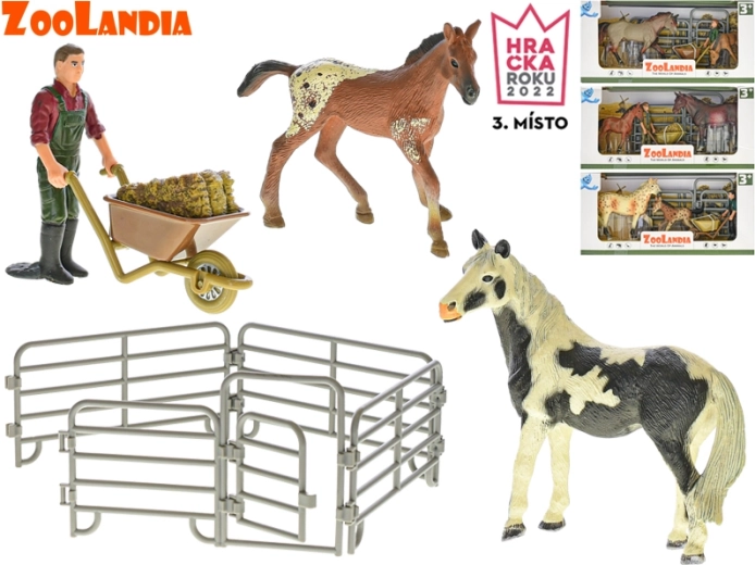 Zoolandia cavallo con puledro e accessori da fattoria