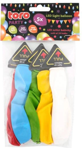 Palloncini LED luminosi TORO, set da 5 pezzi