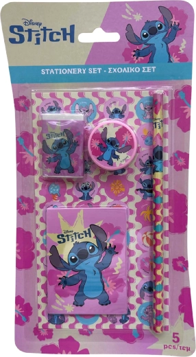 Set da scrittura Lilo & Stitch rosa da cinque pezzi