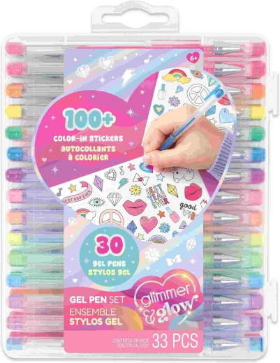 Set di 30 penne gel con adesivi
