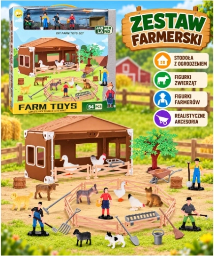 Fattoria con personaggi e animali