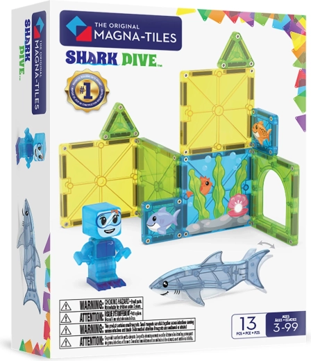 MAGNA-TILES Set da costruzione magnetico Immersione con gli squali, 13 pezzi