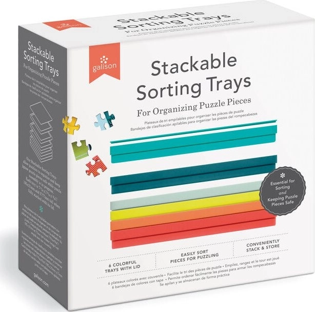 Galison ordinatore per puzzle, set di 6 ciotole impilabili con coperchio