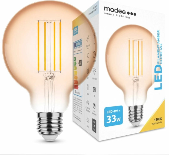Lampadina LED a filamento Modee amber globe G95 4 W E27 1800 K