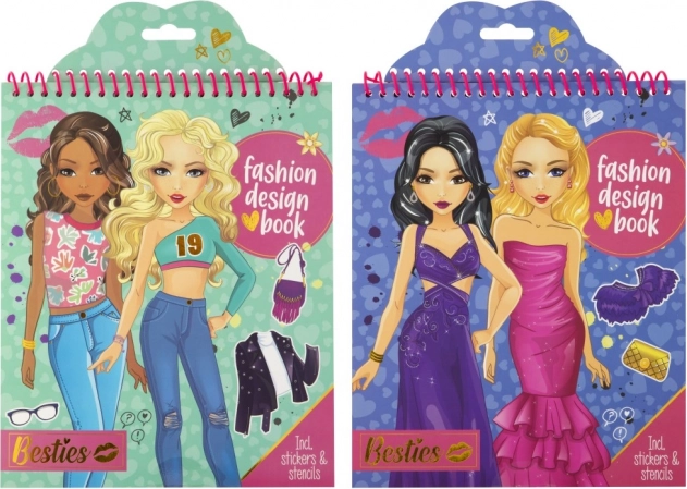 Libro di moda per stiliste Besties con adesivi e stencil