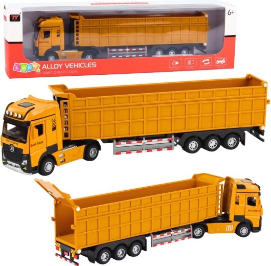 Set camion ribaltabile giallo in metallo con luci e suoni