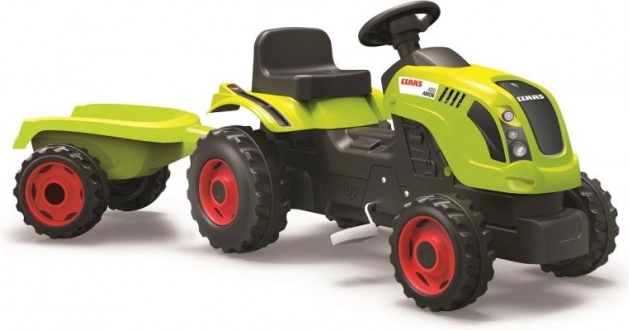 Trattore a pedali CLAAS con carrellino verde