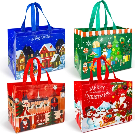 Borsa regalo natalizia in tessuto non tessuto 31 × 25 × 17 cm - 1 pezzo
