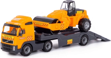 Camion Volvo con rimorchio + rullo compattatore stradale