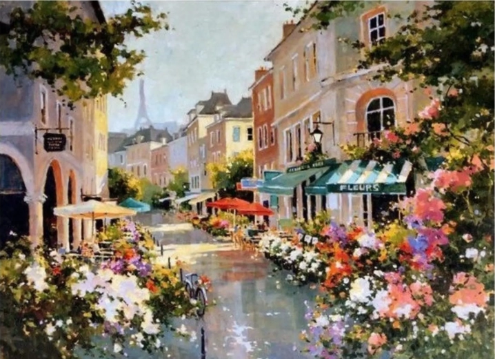 Norimpex dipingere con i numeri Strada parigina tra i fiori 40 × 50 cm