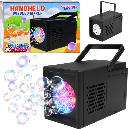Macchina automatica portatile per bolle di sapone con 10 aperture, nera