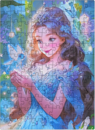 Puzzle Fata blu con glitter, 100 pezzi