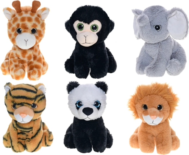 Peluche animale safari con grandi occhi 15 cm