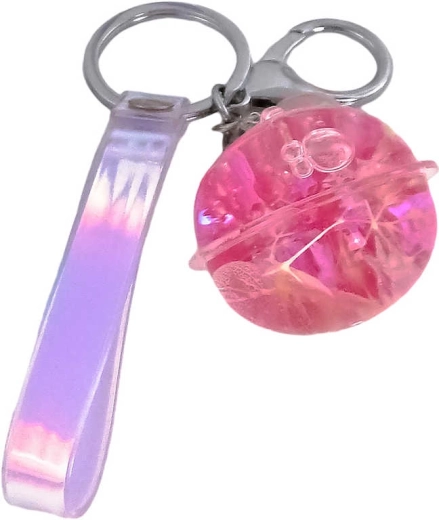 Portachiavi con sfera glitterata da 4 cm e moschettone - 1 pezzo