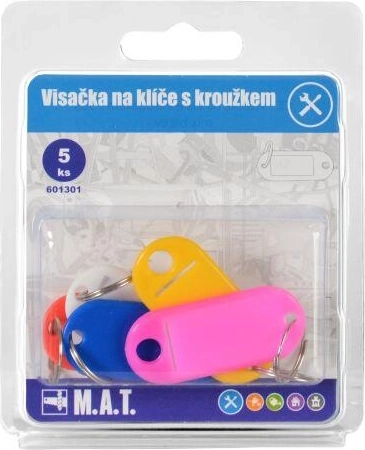 Etichette portachiavi con anello, colori assortiti (5 pz)