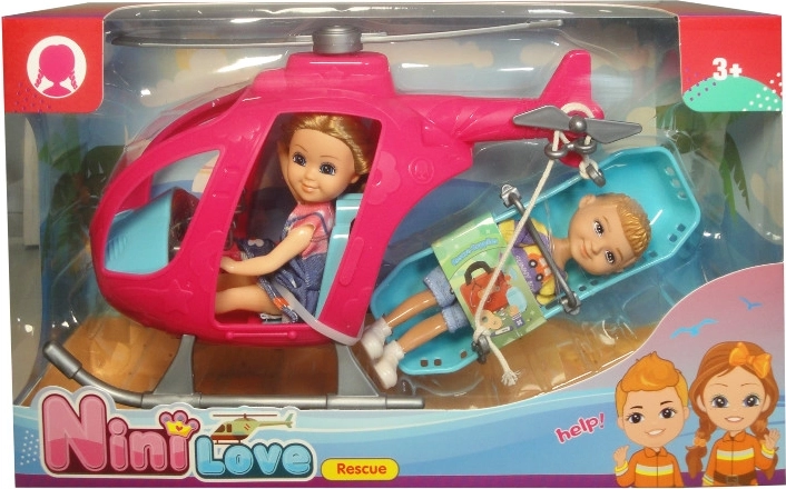 Pupazzetto in elicottero di soccorso con barella e paziente