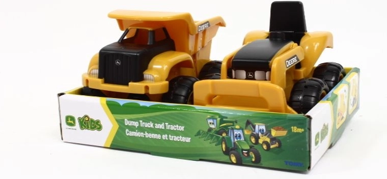 TOMY John Deere veicoli da costruzione per bambini – trattore e camion ribaltabile (2 pz)